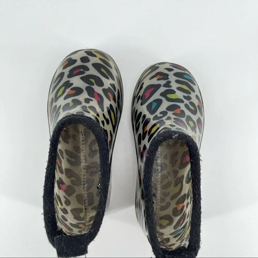 Capelli New York Kids Girl’s Multicolor Leopard Print Rubber Ankle Rain Boots 9